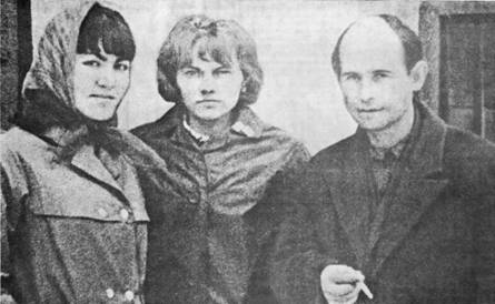 Слева направо: Шейит-ханум Алишева, В.Ф. Телегина, Н.М. Рубцов.